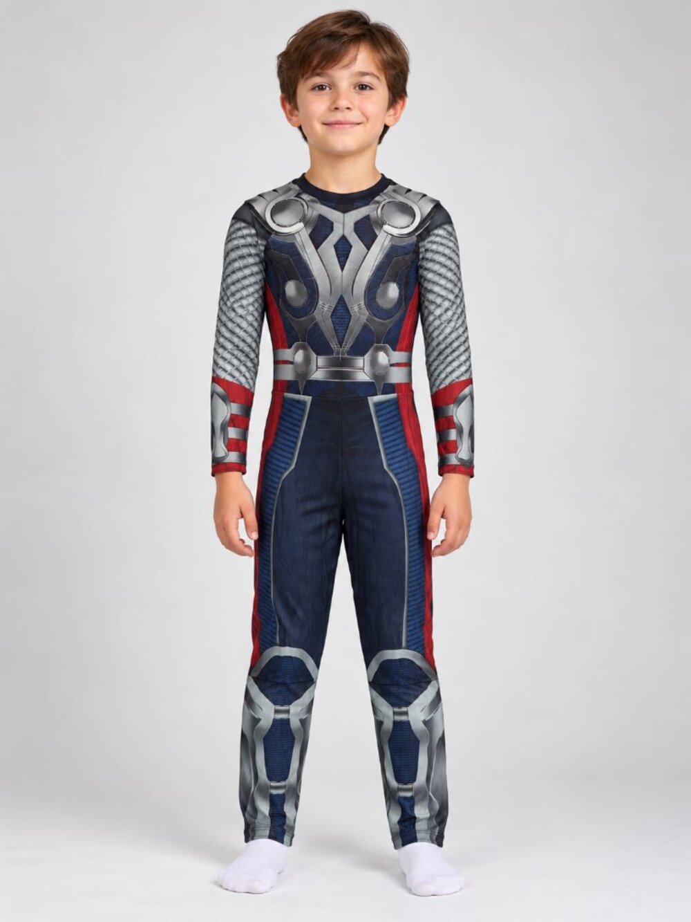 Marvel Thor Child Costume Jumpsuit Blue Silver Red Superhero Halloween Size M